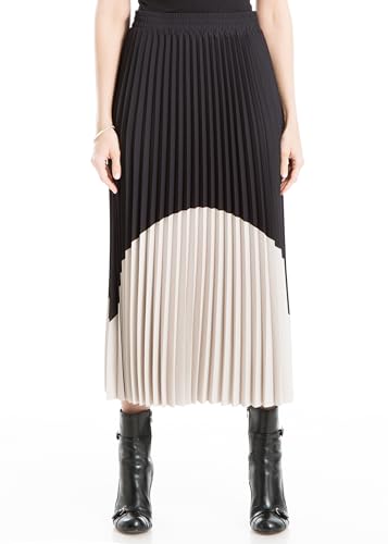 Max Studio Women's Maxi Pleated Colorblock Skirt, Black