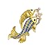 Bevis David Broche de Perle à Double Poisson Rouge avec des Diamants, des Dames Alliage élégant Broche Robe de Robe décoration Accessoire