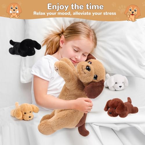 Image of 5 Pieces Dog Stuffed Animals with Babies Inside Belly - 1 Mommy Stuffed Dog with 4 Puppy Plush - Stuffed Puppy Plush Toy for Kids Age 3-8, Gifts Ideal for Christmas, Valentine's, Birthday