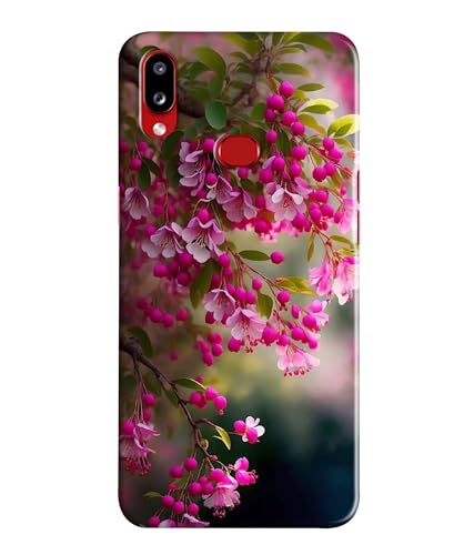 Image of Pink Floral Flowers Printed Hard Back Case Cover Compatible for Samsung Galaxy A10S / Samsung Galaxy M01S (Multicolor) - D1662