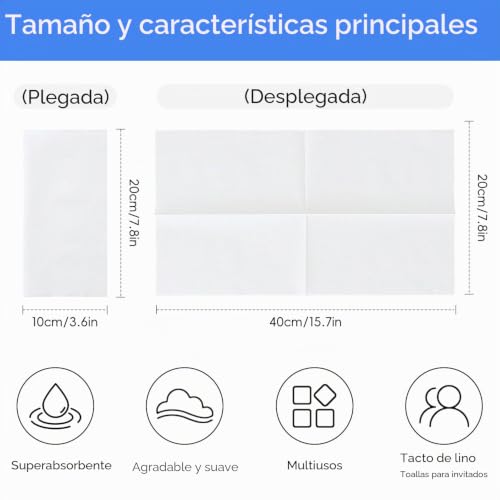 Miniatura 2 de Jebblas Toallas Desechables Para Invitados Con Tacto De Lino - Servilletas De Papel Similares A La Tela - Suaves Y Absorbentes Para Cocina, Fiestas, Baño