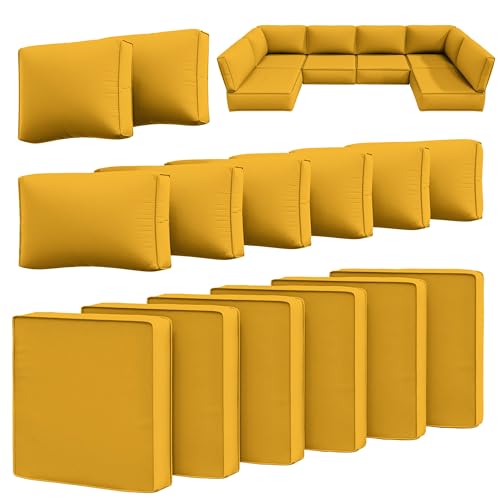 Snubbull 14 Pcs Outdoor Cushion Slipcovers Outdoor Patio Cushion Covers Replacement Waterproof with Zipper for Outdoor Furniture, Patio Sofa Couch 3 Sizes, Covers Only by Snubbull - Used condition - CA$127.80