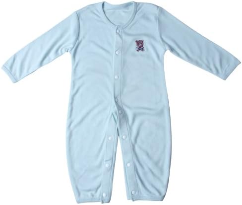 dile bamboo fiber babysuit long sleeve button infant romper O-neck jumpsuit (M, blue)