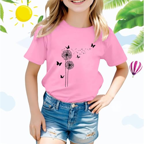 Toddler Girls Dandelion Butterfly Graphic Tee | Cotton Short Sleeve Crew Neck Summer Casual T-Shirt Cozy Kids Clothes3