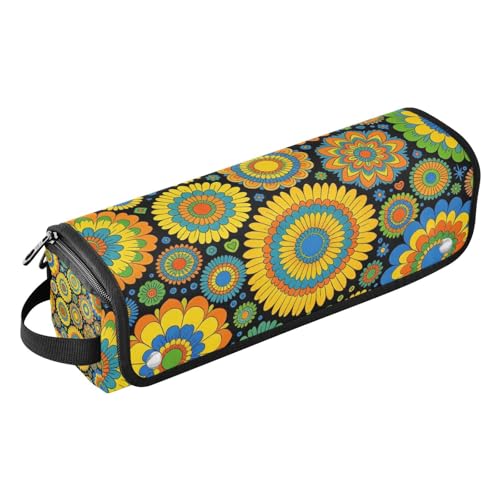 Bolsa de viaje para herramientas de cabello para mujer con pad resistente al calor organizador para planchas, rizadores y alisadores de pelo flores coloridas boho