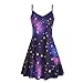 Produktbild Damen Strandkleid Piebo Frauen V-Ausschnitt Sommerkleid Rock Mädchen Galaxy Sternenhimmel Drucken Abendkleider Kleider Mode Ärmellos Kleid Minikleid Knielang Kleidung Minikleid Partykleid Hemdkleid
