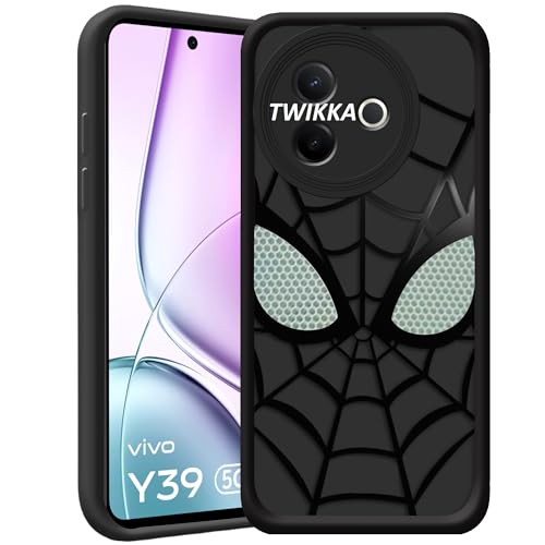 Image of Stylish Spider Back Case Cover Compatible for Vivo Y39 5G | Spidey Face Mask Case | Soft Silicone | Camera & Full Body Protection | Shock Proof | (Black)