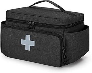 CURMIO Small Medicine Storage Bag Empty, Family First Aid Organiser Box for Emergency Medical Kits, Black(Empty Bag, Patent Pending)