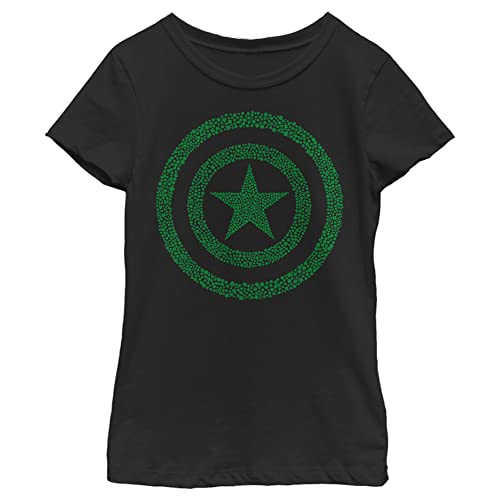 T-shirt fille Marvel Clover Shield noir pour l'école et le sport