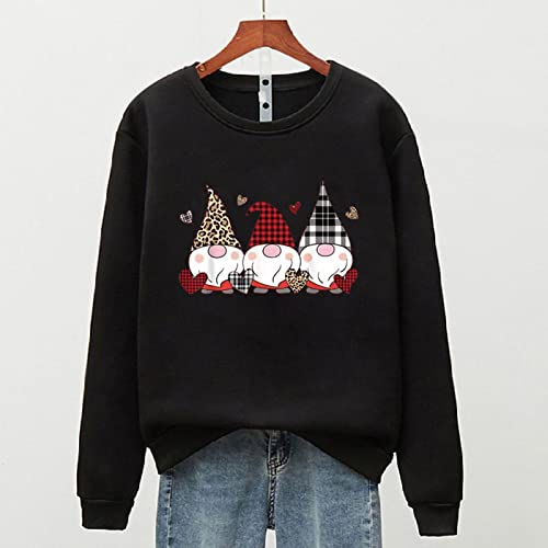 Amikadom Moletom feminino manga longa outono inverno casual férias natal gola redonda gráfico moleto