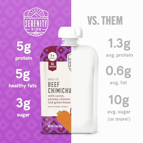 Image of Serenity Kids Baby Pouches, Salmon & Squash, No Added Sugar, 3.5 Oz, 6 Pack | 5g Protein, Savory Meat Puree, Certified Organic, Baby Snacks, Toddler Meals, Baby Food, For Toddlers