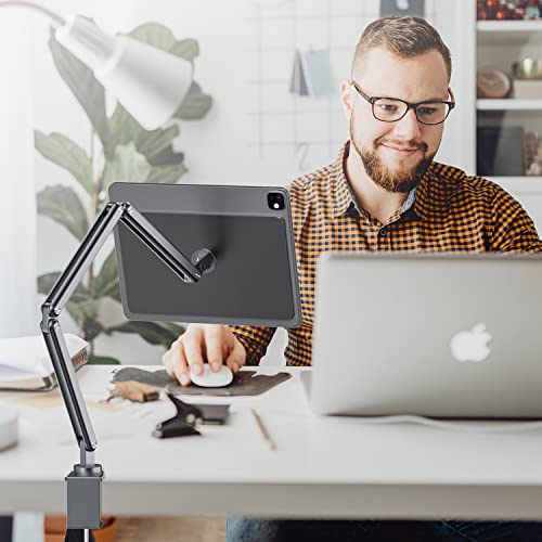 Image of Magnetic iPad Stand, KU XIU 360 Rotation Adjustable Tablet Holder for Desk, Foldable Metal Stand Compatible with iPad Pro 11 Inch 1st /2nd /3rd Gen, iPad Air 4th, iPad Air 5th(Gray)