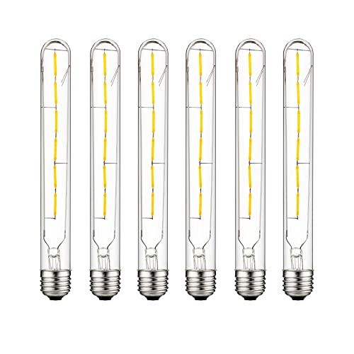 Sunlite 41616 LED Filament T8 Tubular Light Bulb, 5 Watts (40W Equivalent), 430 Lumens, Medium E26 Base, Dimmable, 214 mm, UL Listed, 2200K Amber, 6 Count