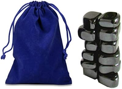 12 PCS Hematite Attracting Stones - Polished Gems That Stick to Metal Surfaces, Ideal for Projects, Refrigerator, Party Gifts - with a Royal Blue Velvet Bag Included - by Natural Farms