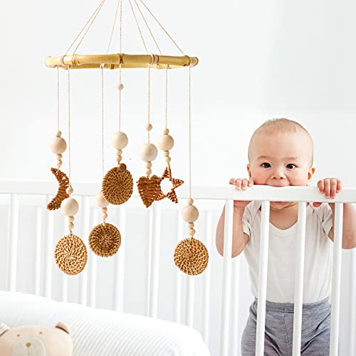 Baby Crib Mobile Modern Boho Baby Mobile For Crib Gender Neutral Nursery Mobile For Girl Or Boy Handmade Mobile Ceiling Rattan Mobile #TOP5