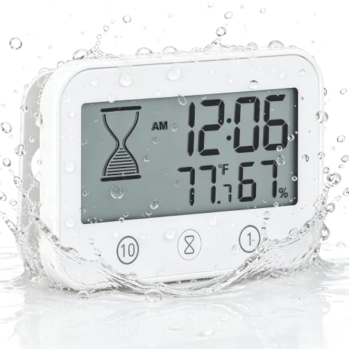 Shower Timer Waterproof, Digital LCD Bathroom Shower Clock with Suction Cup