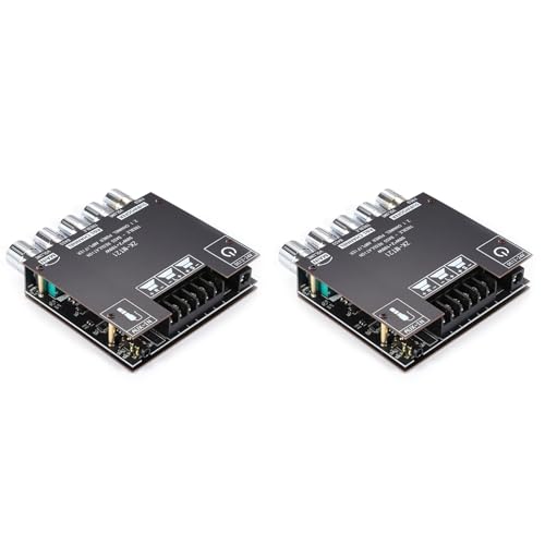 Yoeruers 2X Placa Amplificadora de Subwoofer Bluetooth 5.0 de 2.1 Canales, 50 W X 2 + 100 W de Potencia, Placa Amplificadora de Audio Estéreo, Amplificador de Graves Auxiliar.