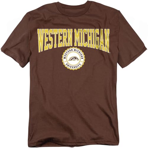 LOGOVISION Western Michigan University Collegiate Seal Unisex Adult T Shirt, Coffee, X-Large