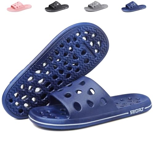 FINLEOO Shower Shoes for Women Men, Comfortable Arch Support Quick Drying Pool Slides, Non-Slip Beach Sandals Bathroom Travel College Dorm Shower Slippers