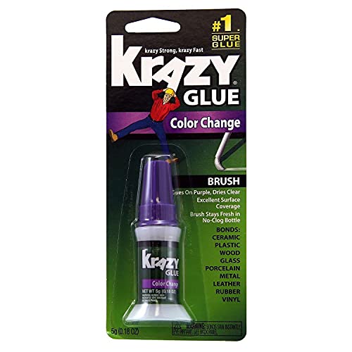 Krazy Glue Color Change Brush On Glue, 0.18 Oz, Dries Clear