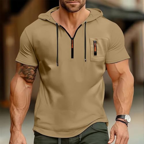 Sweat à capuche à manches courtes homme coupe ample pull léger mi-saison - 2
