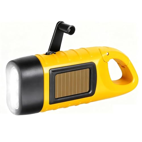 LAIVIYA Taschenlampe Kurbel Solar Taschenlampe Handkurbel Wiederaufladbare LED Dynamo Notlicht mit Karabiner Mini Kurbeltaschenlampe mit kurbel und Solarpanel für Freien Camping (Gelb) LAIVIYA Taschenlampe Kurbel Solar Taschenlampe Handkurbel Wiederaufladbare LED Dynamo Notlicht mit Karabiner Mini Kurbeltaschenlampe mit kurbel und Solarpanel für Freien Camping (Gelb)