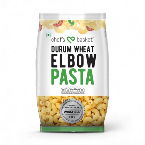 Chef's Basket Elbow Pasta 500 gm Pouch| Made With 100% Durum Wheat Semolina| 100% Suji| No Maida| Rich in Protein & Fibre| 100% Vegetarian| Non-Sticky Healthy Pasta