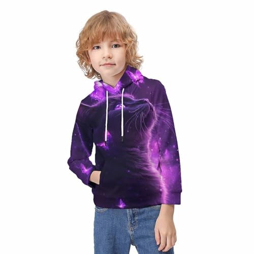 Sweat-shirt à capuche imprimé chat 3D pull ado 12-14 ans