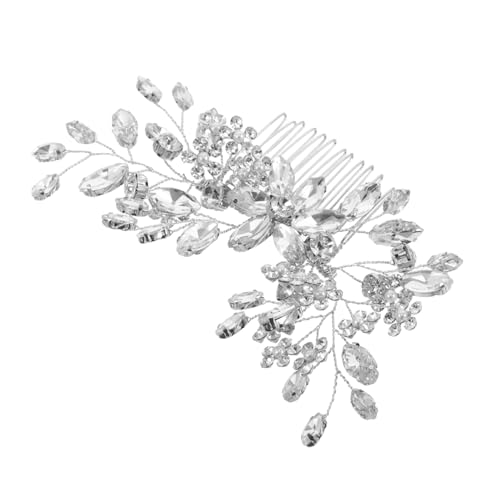 minkissy クリスタル付きブライダルヘアコーム ウェディングヘアアクセサリー 結婚式用ヘッドドレス 手作りデザイン 花嫁用サイドコーム 光を反射するエレガントなヘアピース