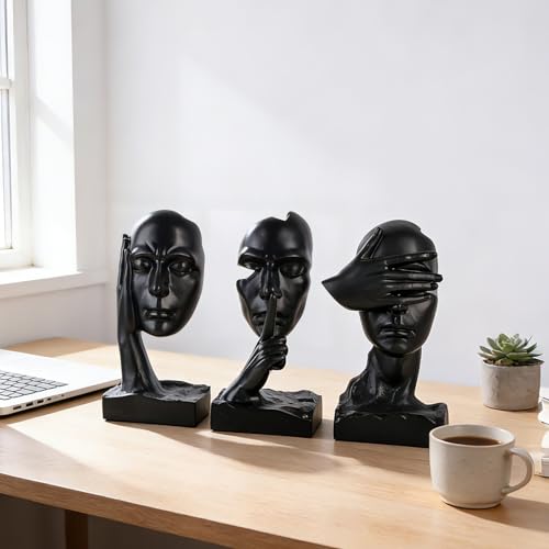 Set de 3 estatuas pensador figura decorativa de resina miniatura 6