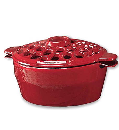 Plow & Hearth 2.3 Qt. Cast Iron Lattice Steamer (Red)