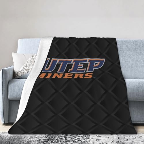 XRPUONG UTEP Miners Fleece Blanket Very Soft Microfiber Flannel Blanket for Couch Warm and Cozy for All Seasons