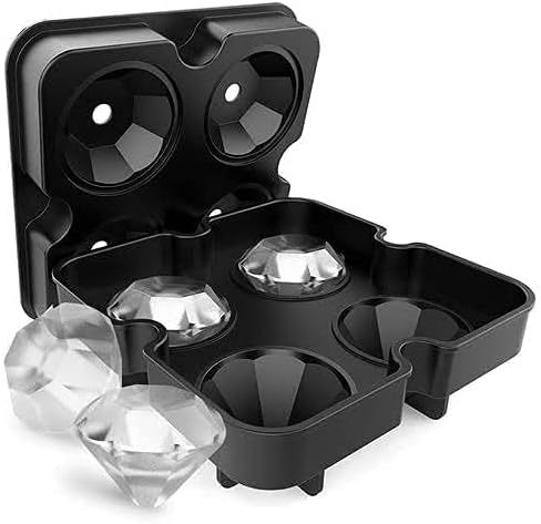 AADGEX Ice Cubes Tray, 4 Cubes Diamond Shaped Ice Maker, Ice Tray Silicone, Ice Mould, Ice Tray, Ice Ball Tray | for Chilling Whiskey, Cocktails, Chocolate Mold, Clear Ice Maker (1)