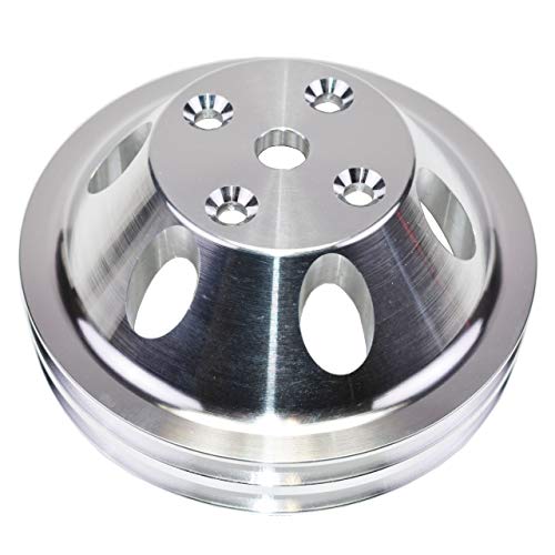 A-Team Performance - Double-Groove Aluminum Long Water Pump Pulley - Compatible With Small Block Chevrolet 262 302 400 #TOP2