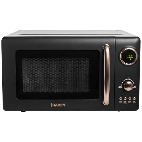 Image of Haden 0.7 Cubic Foot Compact Countertop Microwave, 700 Watts, Black /Pewter