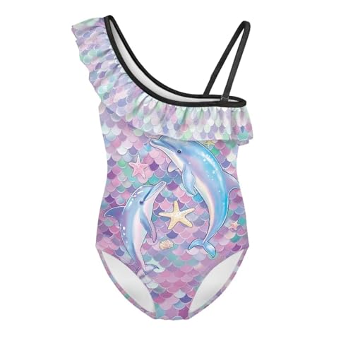 Image of Girls One Piece Swimsuits Size 3-14 Trendy Ruffle Bathing Suit Casual Hawaiian Summer Beach Swimwear
