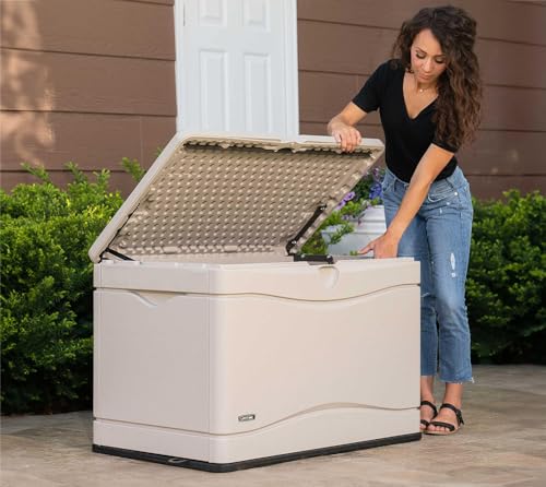 image for LIFETIME 60059 Black Bottom & Desert (Tan) Sides and Lid Outdoor Stora