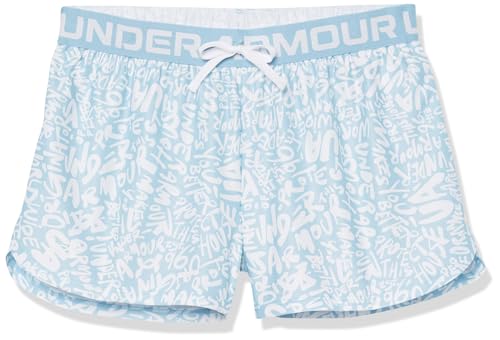 Under Armour Girls Play Up Shorts, (490) Blizzard/White-Plus, X-Large