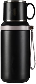 Stainless Steel Cup,Leakproof Flask with Lid and Handle,Insulated Water Cup for Travel,Cycling,Office and Sports Black
