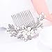EVER FAITH Wedding Hair Accessories Austrian Crystal Cream Simulated Pearl Floral Leaf Branch Bridal Side Comb Clear Silver-Tone