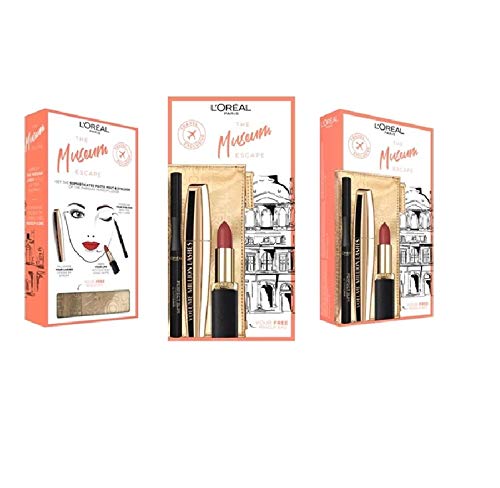 L'Oreal Paris Museum Escape Set (Mascara + Eyeliner + Lippenstift/4,5 ml + Federmäppchen)