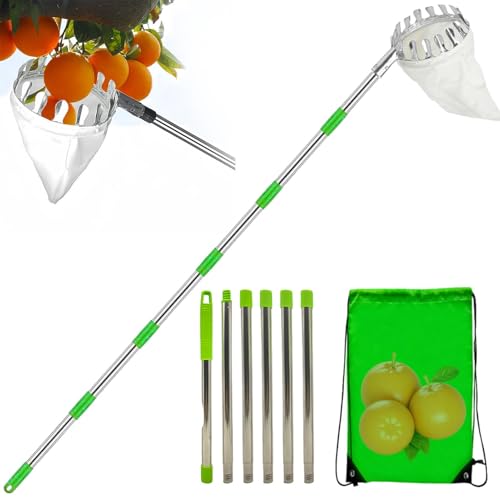 Poste de recogida de frutas - Agarre antideslizante para equipo portátil H de recogida de frutas, cesta de cabeza telescópica extensible | Recolectores de frutas antideslizantes de alta altitud para