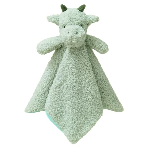 Image of Doindute Baby Green Dragon Soft Stuffed Animal Security Blanket, Plush Dinosaur Character Lovey Blanket, Baby Shower/Nursery Gift, Newborn Infant Toddler Snuggle Blankie for Boys Girls, 14 Inches