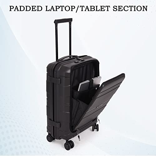Image of it luggage-Momentous 54.4 CM PP Hardsided Fashion Luggage Cabin Trolley with Padded Laptop Section 8 Wheel with TSA Lock & Wet Pouch Inside (Black) | Fashion Luggage, Padded Laptop Section, 8 Wheel, TSA Lock, Wet Pouch Inside