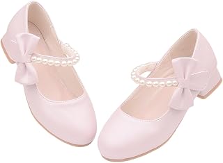 Toddler Girls Low Heel Princess Dress Shoes Glitter Flower Wedding Party Mary Jane Pumps Shoes for Kids