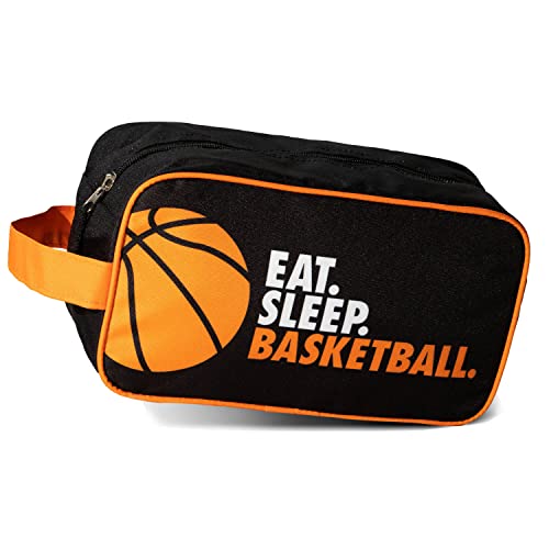 ChalkTalkSPORTS Basketball Toiletry Bag - Eat Sleep - Black & Orange