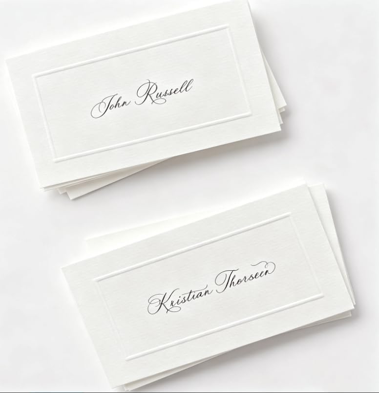 Whaline 120Pcs Embossed Border White Place Cards, Blank Table Name Card