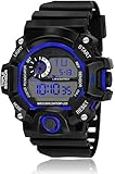 SELLORIA Silicone Digital Watch Shockproof Multi-Functional Automatic Black Color Strap Waterproof Digital Sports Watch for Mens Kids Watch for Boys, Men Pack of 1, Water Resistance (Blue)