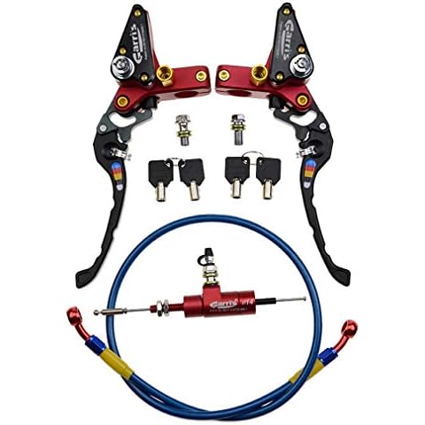 GOOFIT 22mm CNC Motorcycle Hydraulic Clutch Brake Pump Master Cylinder Lever Adjustable Universal for Motorcycle Pocket Dirt Bike ATV 125cc -250cc Vertical Off Road Scooter Red Cover