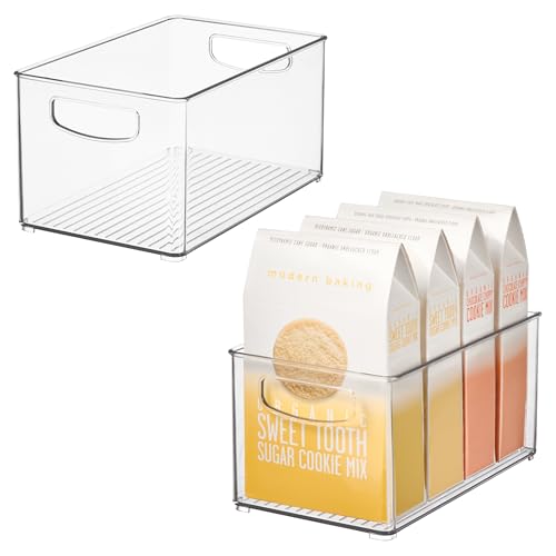 iDesign Stackable Clear Plastic Bin - Kitchen Organizers and Storage for Fridge and Pantry, 2-Pack - Detailed View